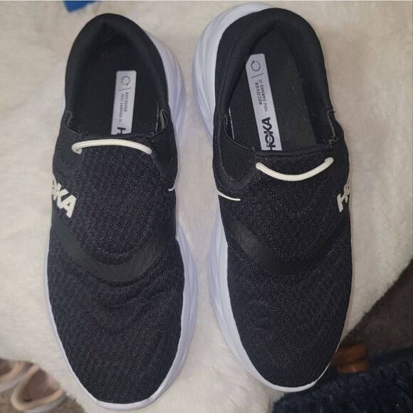 HOKA Ora Recovery Shoe 2 Black / White Slip On Women's Size 9 - Picture 2 of 11
